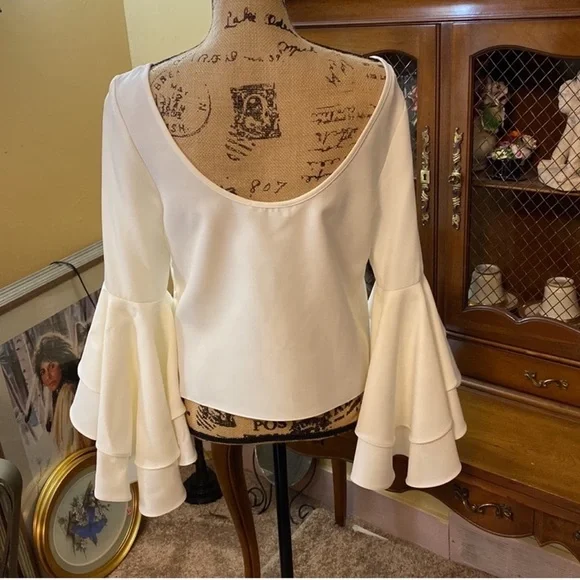 Milly Annie Bell-Sleeve Italian Cady Blouse NWOT - Picture 5 of 7